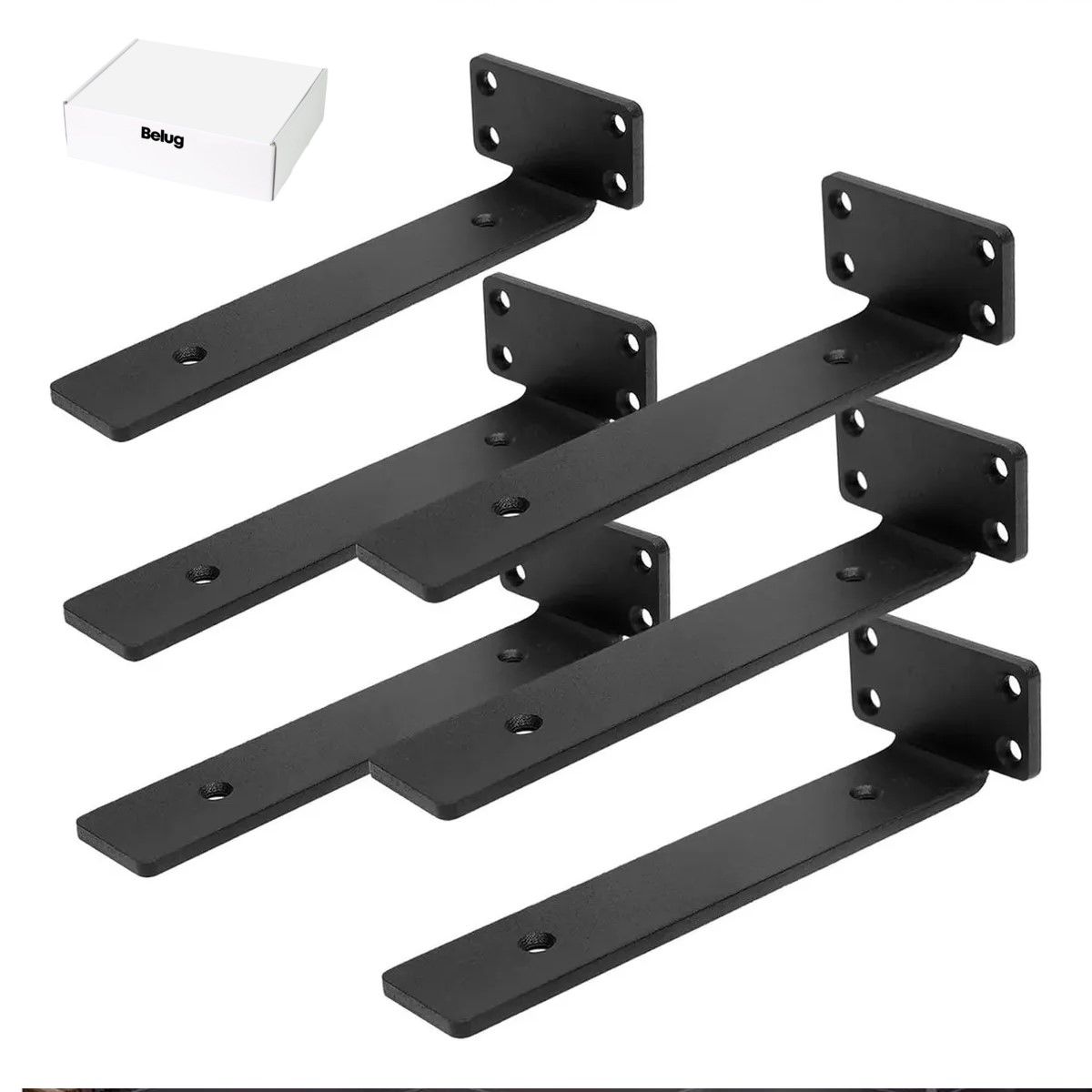 GENERICO - 6pzs 15cm Soporte Repisa Flotantes Montaje Pared Baño Cocina Negro BELUG