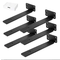 GENERICO - 6pzs 15cm Soporte Repisa Flotantes Montaje Pared Baño Cocina Negro BELUG