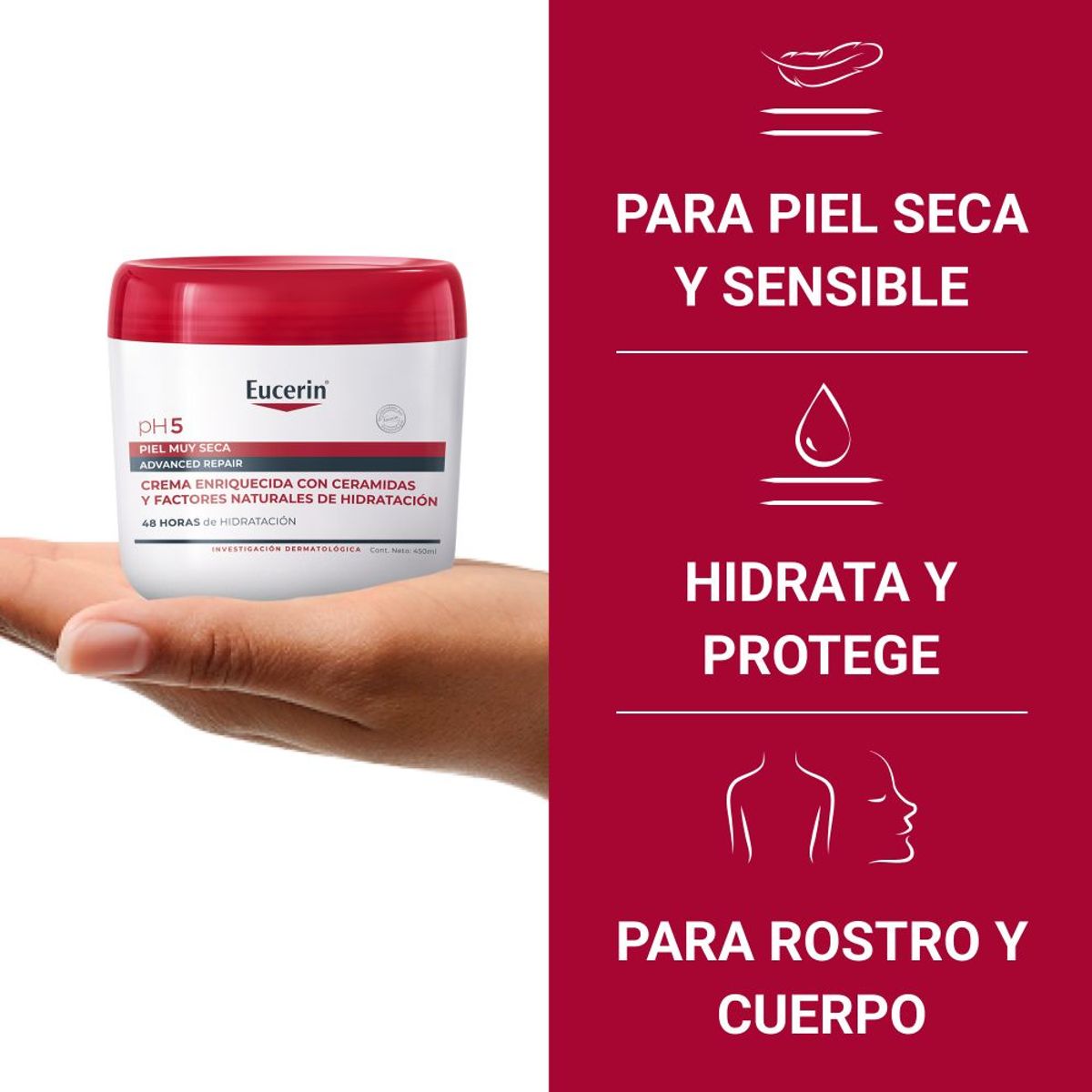 EUCERIN - Pack 2 Crema Corporal Eucerin Ph5 Advanced Repair Tarro 450ml