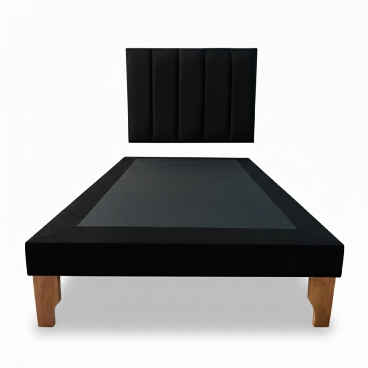 MUEBLES NEW - CAMA PLAZA Y MEDIA LINEAL NEGRO FELPA