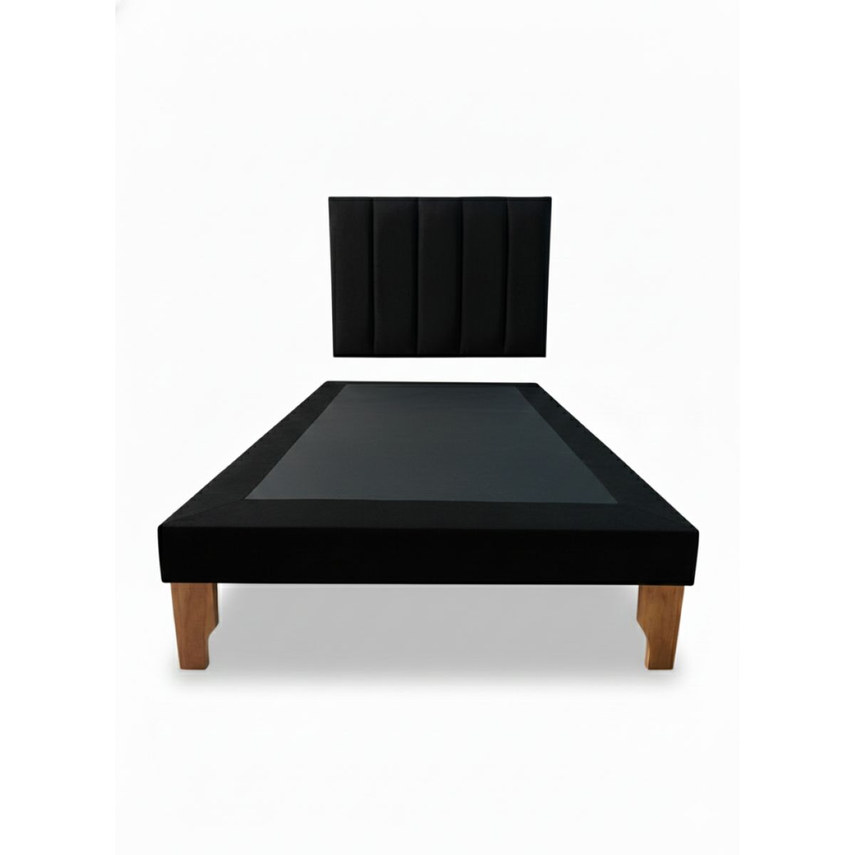 MUEBLES NEW - CAMA PLAZA Y MEDIA LINEAL NEGRO FELPA