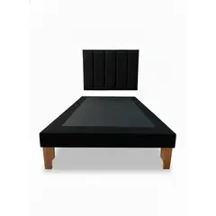 MUEBLES NEW - CAMA PLAZA Y MEDIA LINEAL NEGRO FELPA