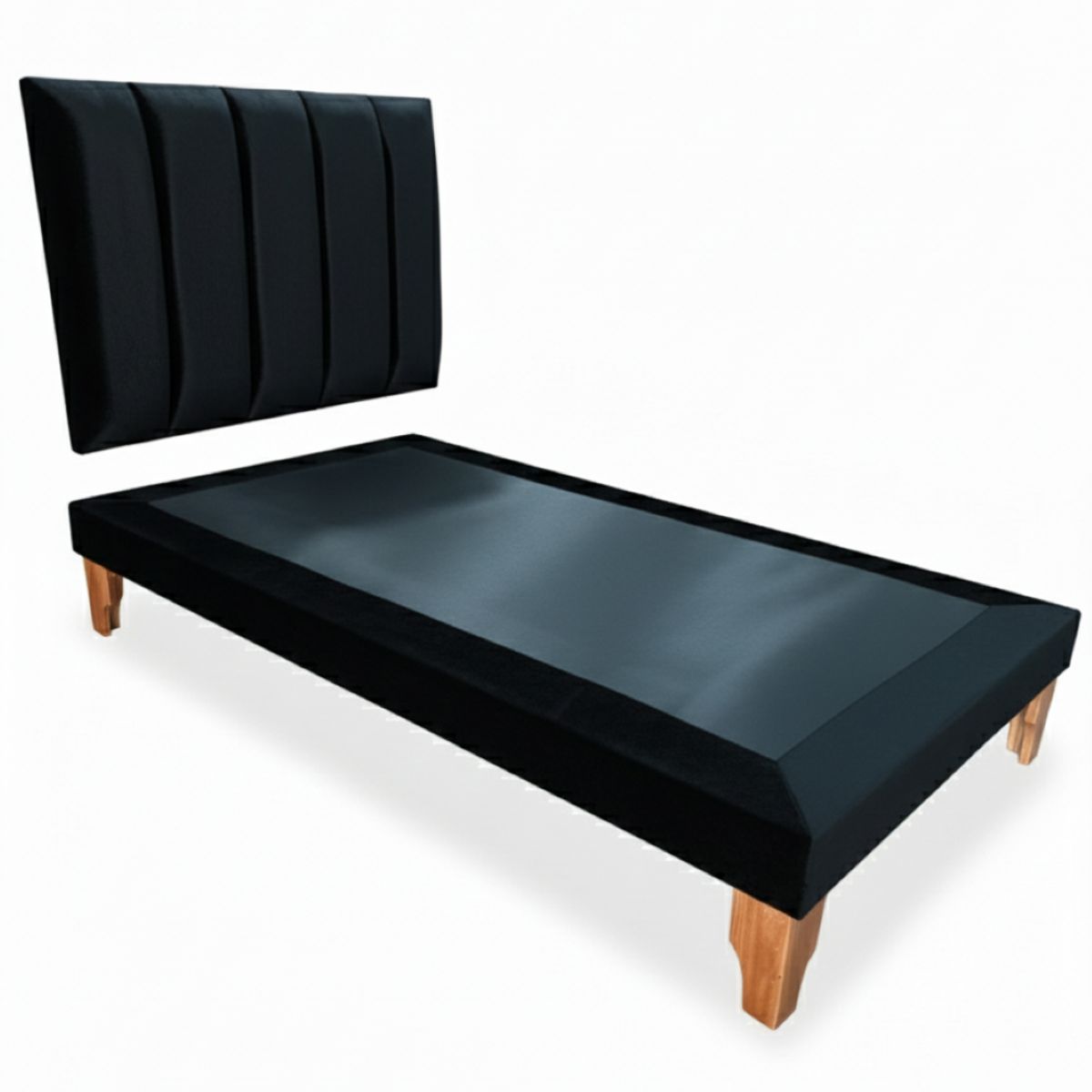 MUEBLES NEW - CAMA PLAZA Y MEDIA LINEAL NEGRO FELPA