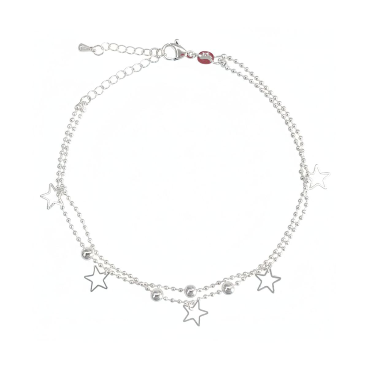 GENERICO - Tobillera Plateada Con Estrellas Colgantes