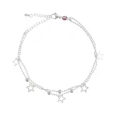 GENERICO - Tobillera Plateada Con Estrellas Colgantes