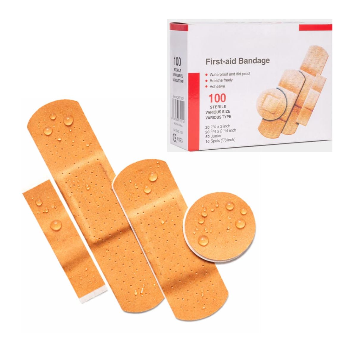 GENERICO - Pack 100 Parche Curita Resistente Al Agua