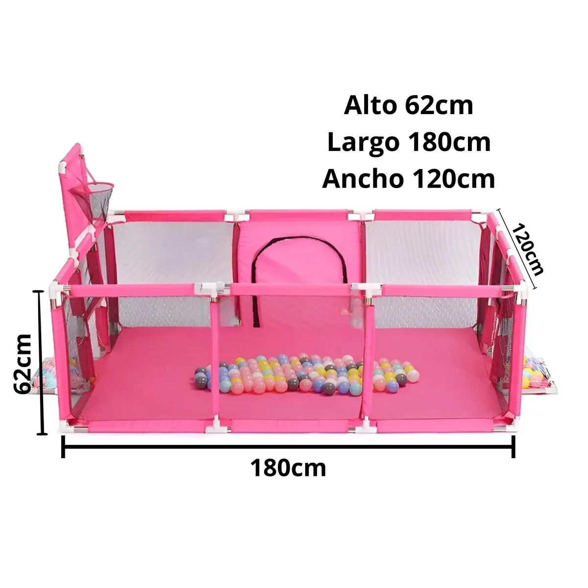 GENERICO - Corral de Seguridad para bebes en Rosado de 180x120cm