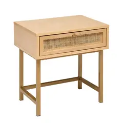 ATMOSPHERA - Velador Con Cajón Madera Ratán 45x35x55 cm