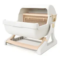 HOOPET - Arenero Semi Automático Para Gatos Beige