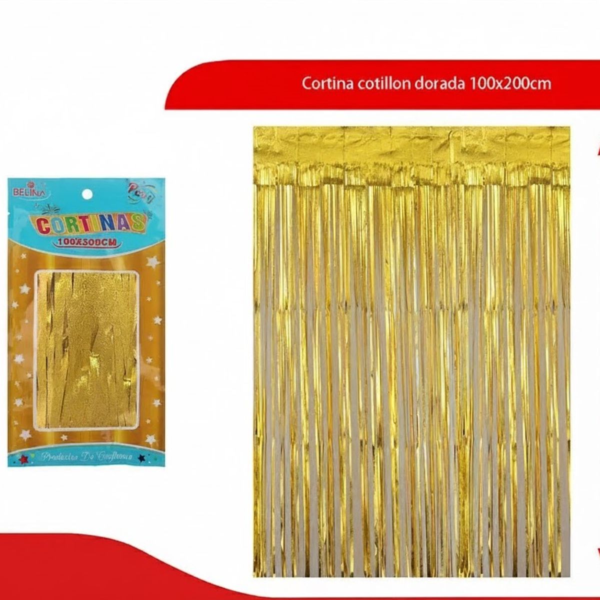 GENERICO - Cortina Cotillon Dorada 100x200cm