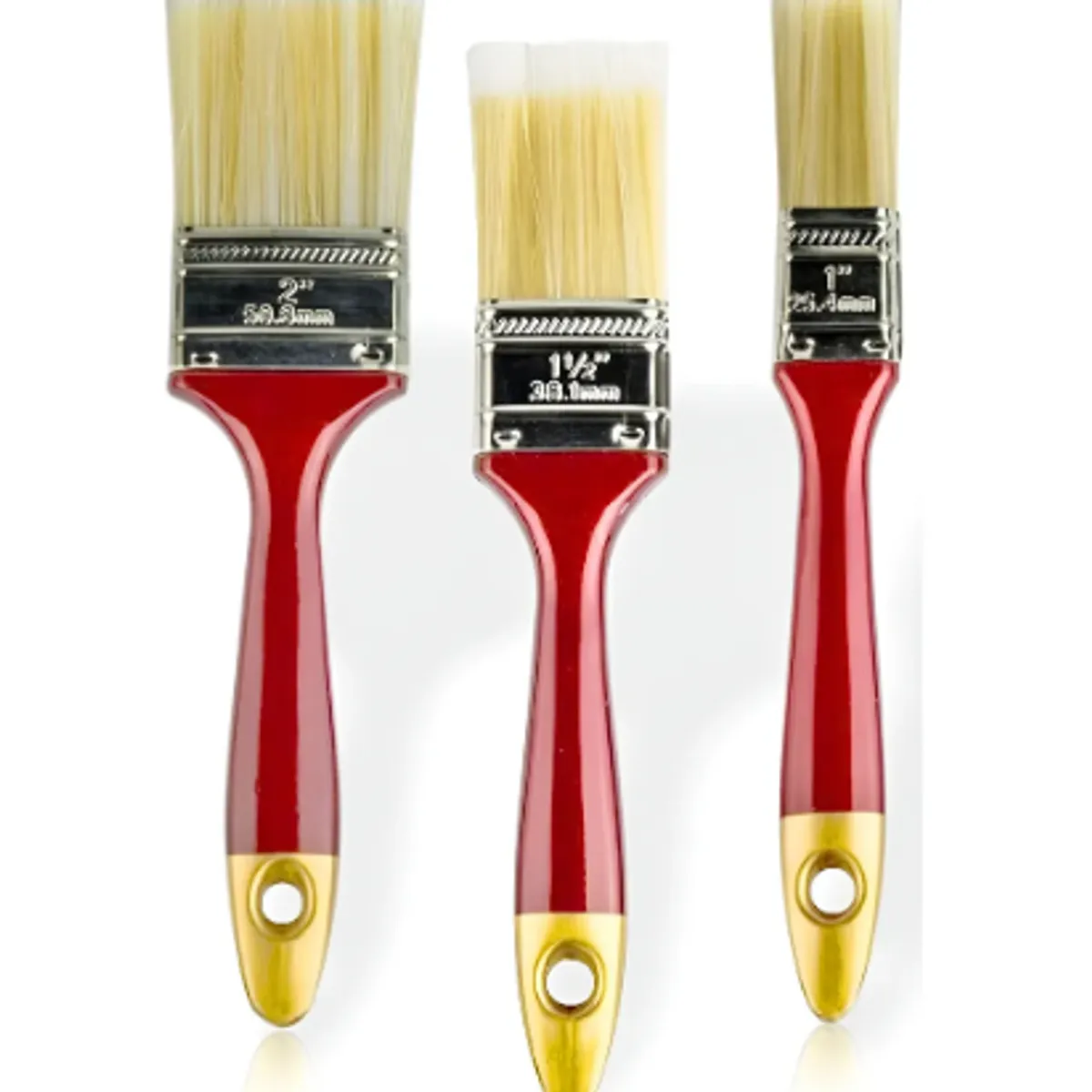 GENERICO - Set De 3 Brochas 1 1 1/2 Y 2 Pulgadas Mango De Plástico