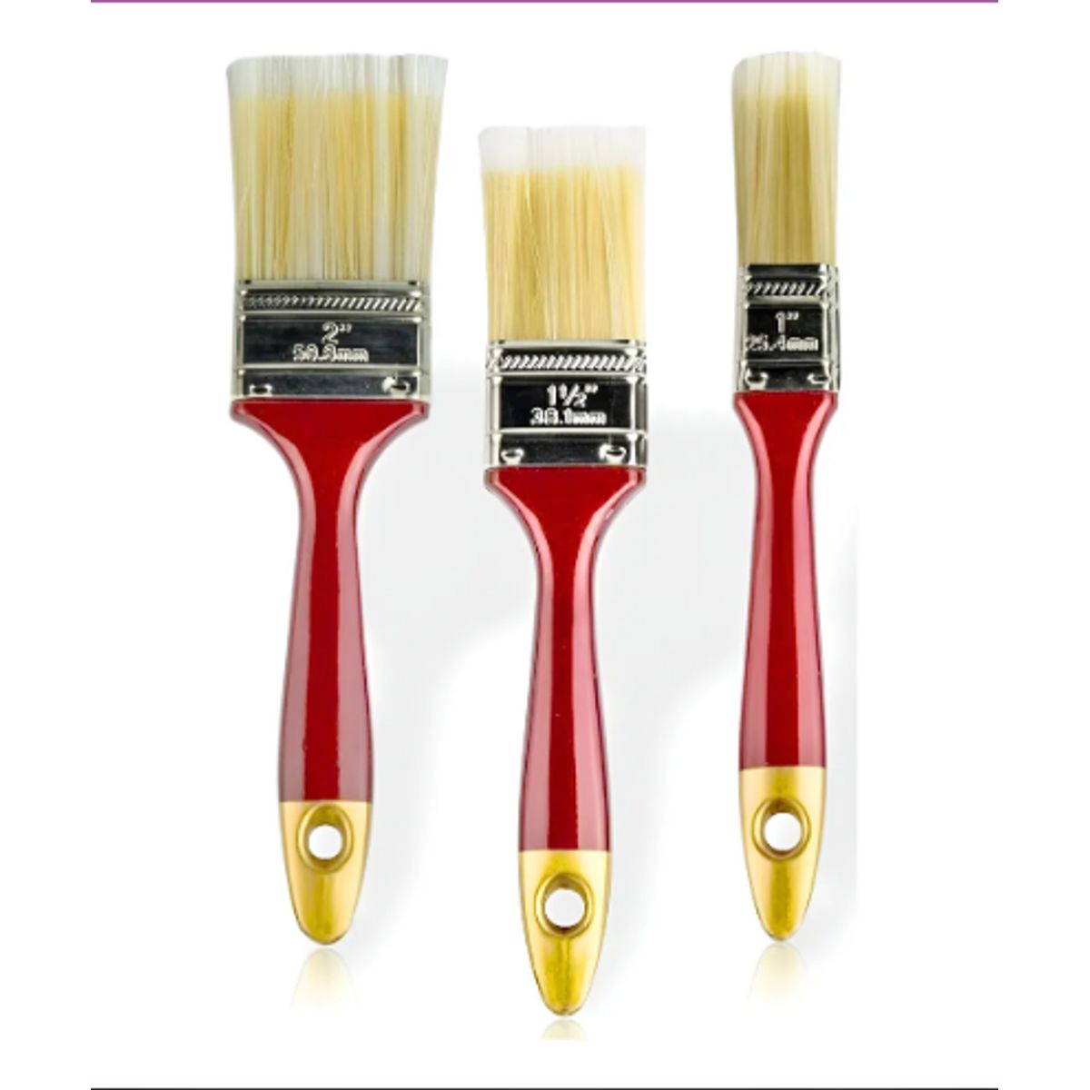 GENERICO - Set De 3 Brochas 1 1 1/2 Y 2 Pulgadas Mango De Plástico