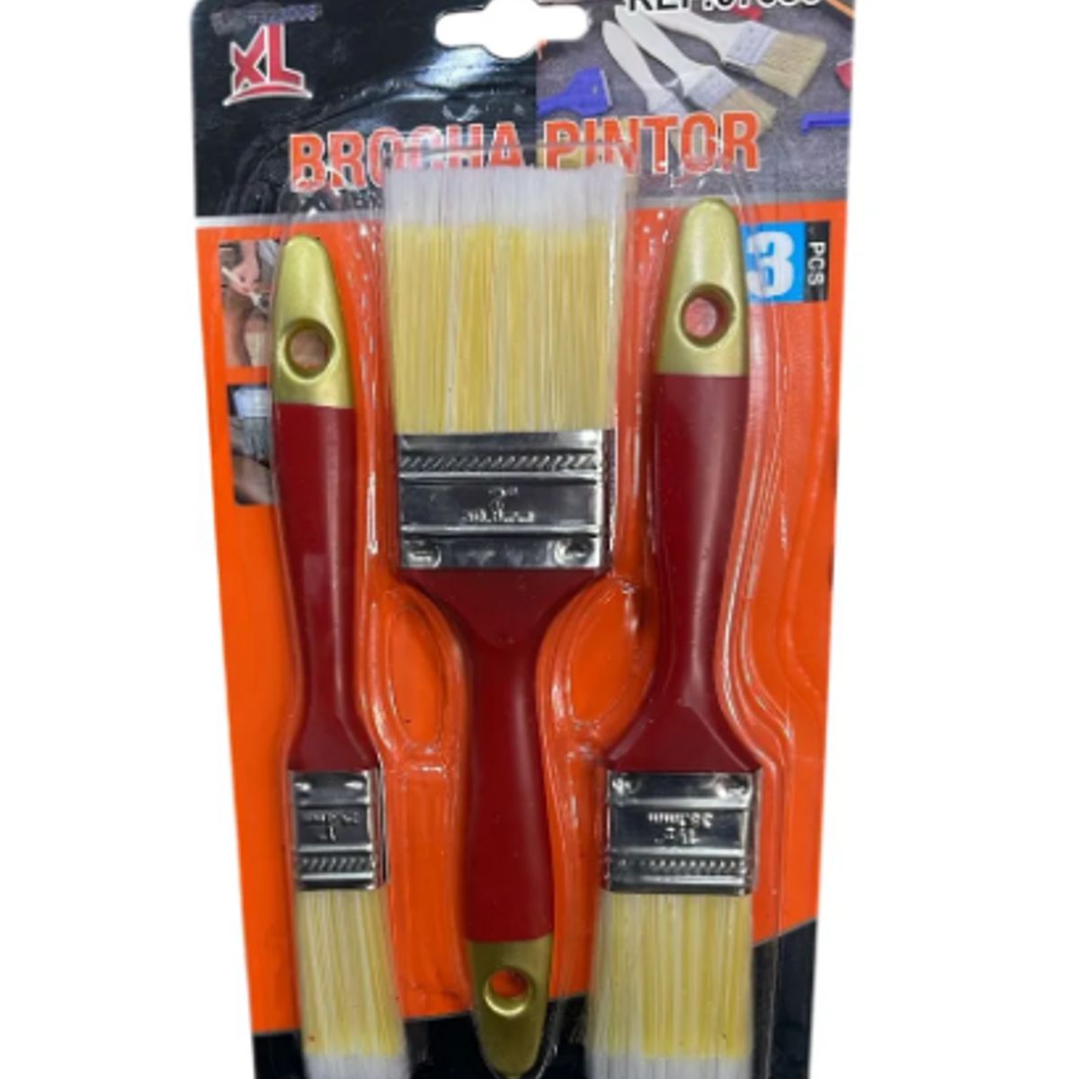 GENERICO - Set De 3 Brochas 1 1 1/2 Y 2 Pulgadas Mango De Plástico