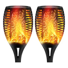 GENERICO - FIGOIMPORT X2 Estacas Lampara Luces Solares Antorchas Led Negro