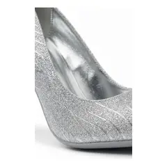 BOVINITA - Zapato Mujer Stiletto Plateado Brillante Taco 10 Alto Fiesta