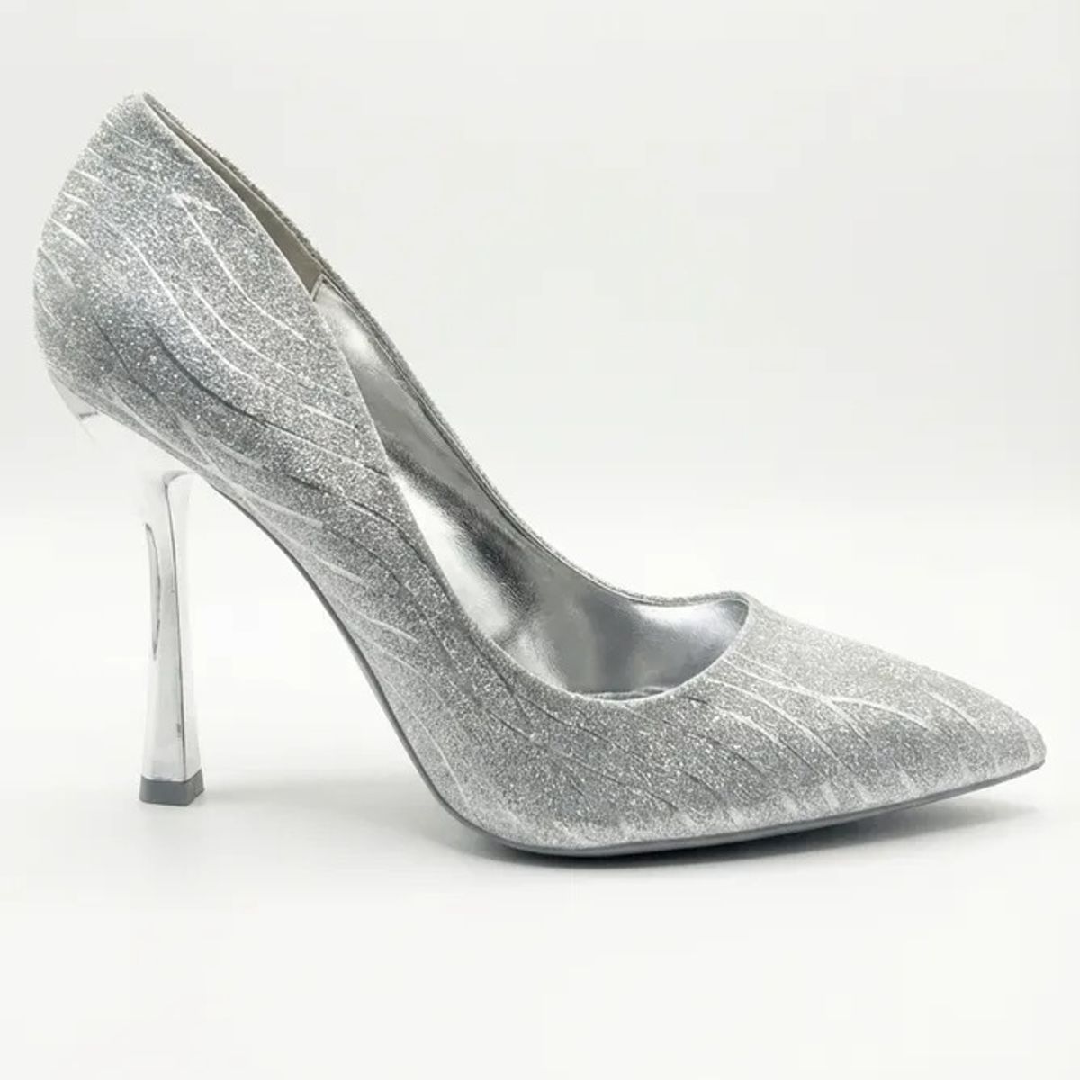 BOVINITA - Zapato Mujer Stiletto Plateado Brillante Taco 10 Alto Fiesta