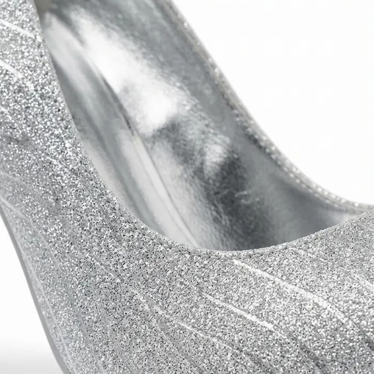 BOVINITA - Zapato Mujer Stiletto Plateado Brillante Taco 10 Alto Fiesta