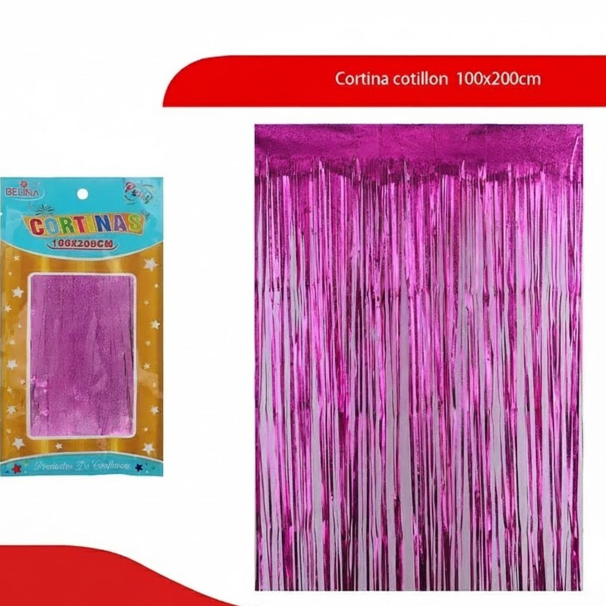 GENERICO - Cortina Cotillon Fucsia 100x200cm