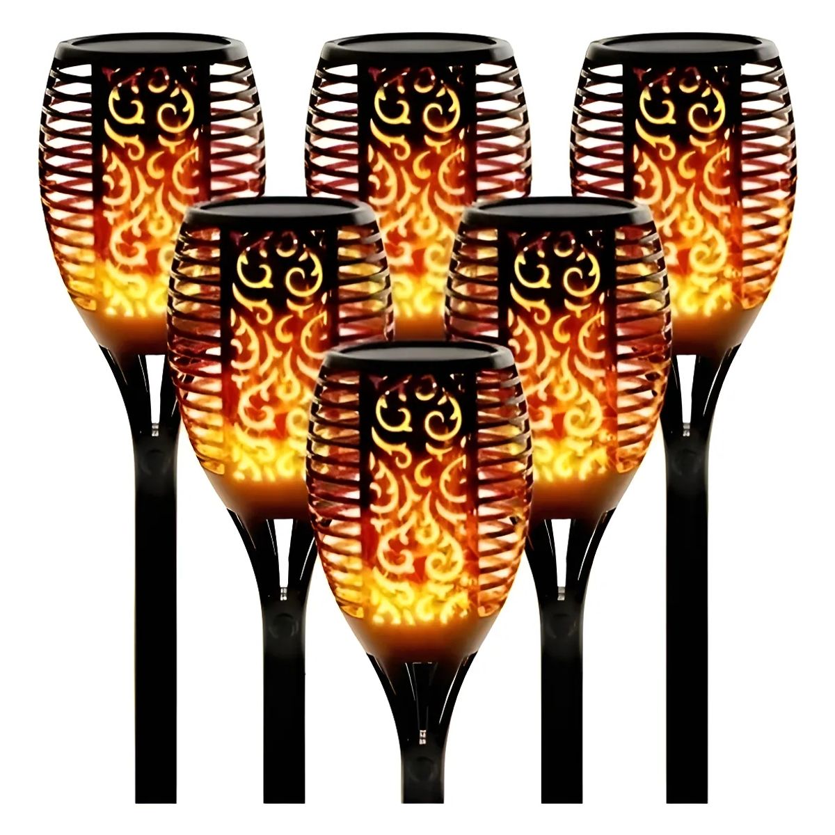 GENERICO - FIGOIMPORT X6 Estacas Lampara Luces Solares Antorchas Led Negro