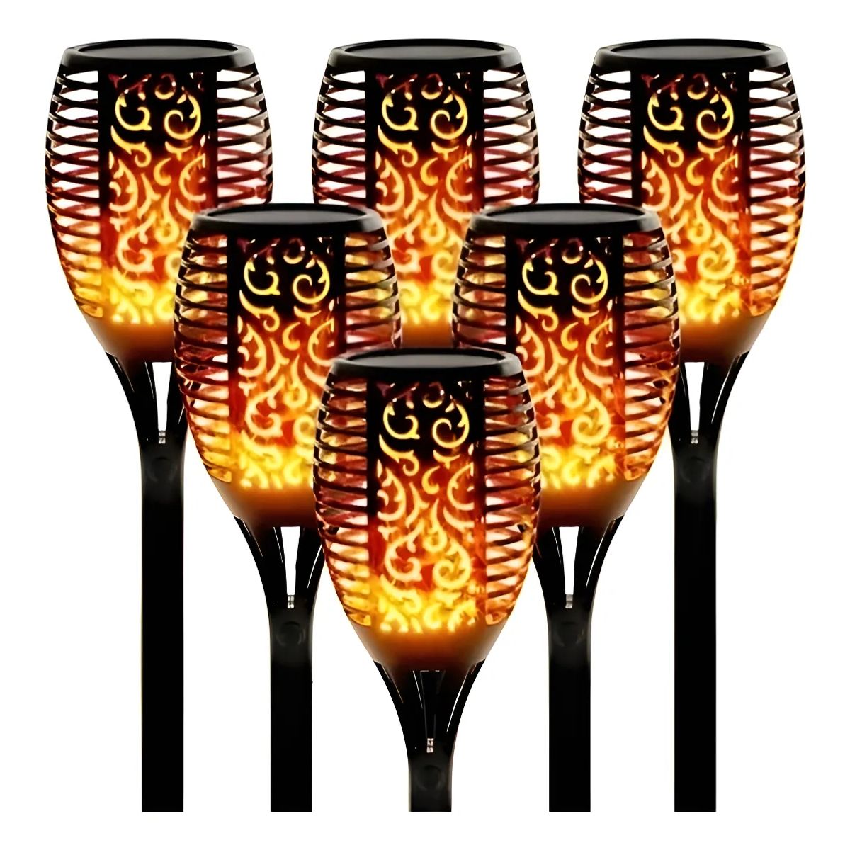 GENERICO - FIGOIMPORT X6 Estacas Lampara Luces Solares Antorchas Led Negro