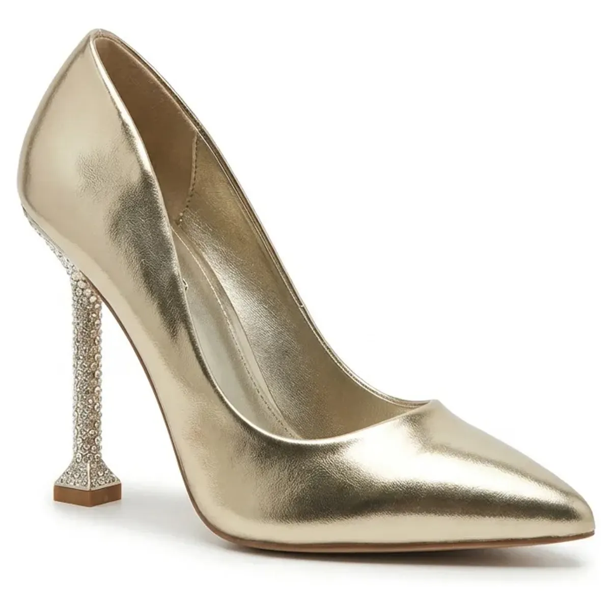 BOVINITA - Zapato Mujer Stiletto Dorado Taco Alto Fiesta Elegante 10 Cm