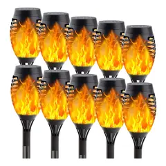 GENERICO - FIGOIMPORT X10 Estacas Lampara Luces Solares Antorchas Led Negro