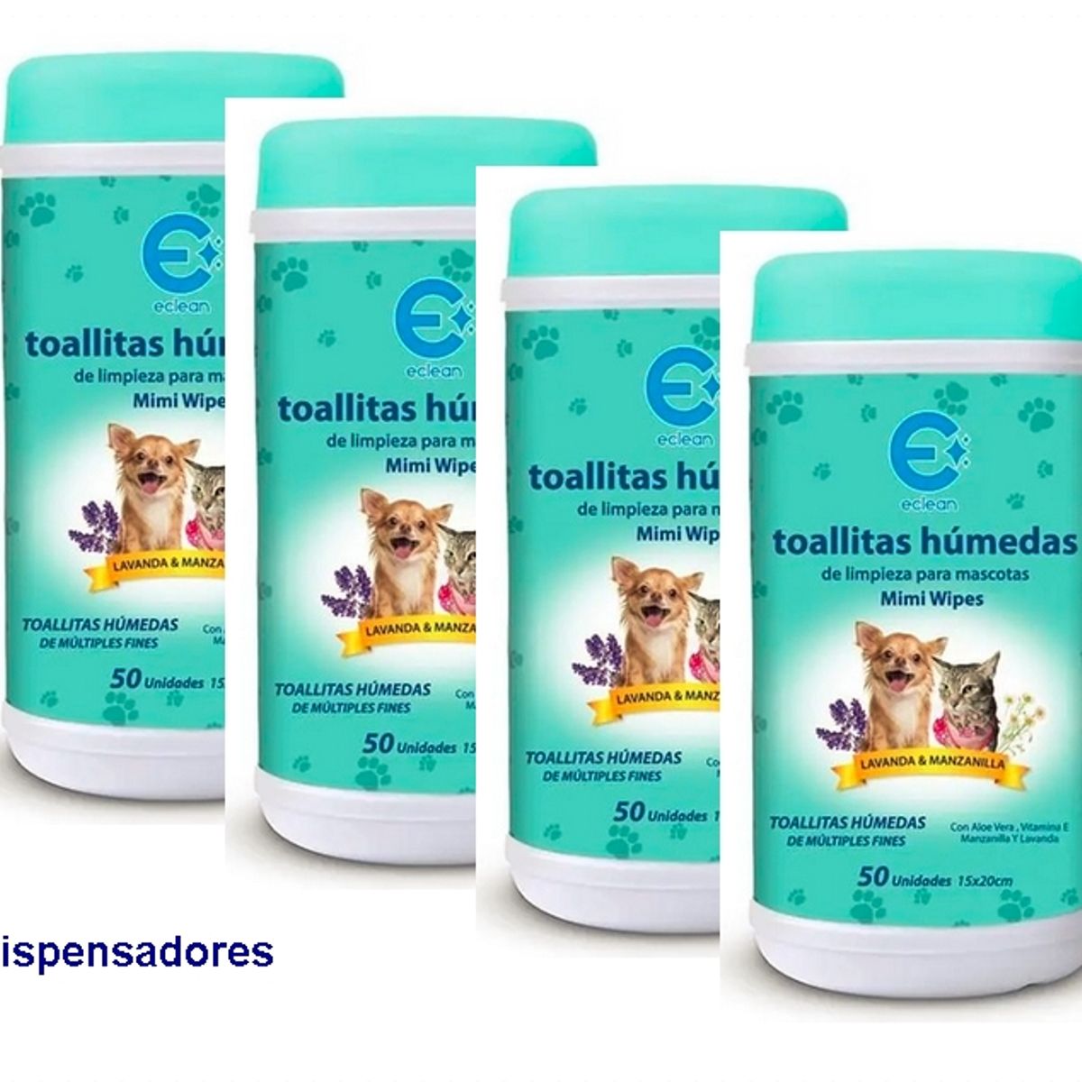 GENERICO - SET 4 dispensadores de toallitas húmedas para limpieza de mascotas