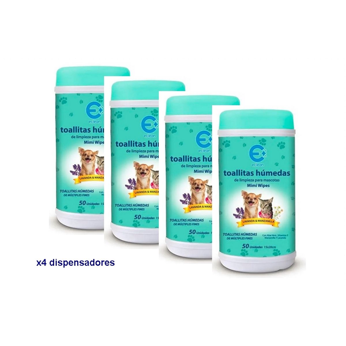 GENERICO - SET 4 dispensadores de toallitas húmedas para limpieza de mascotas