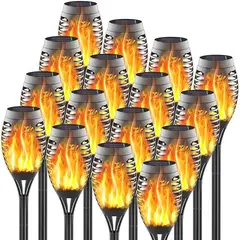 GENERICO - FIGOIMPORT X12 Estacas Lampara Luces Solares Antorchas Led Negro
