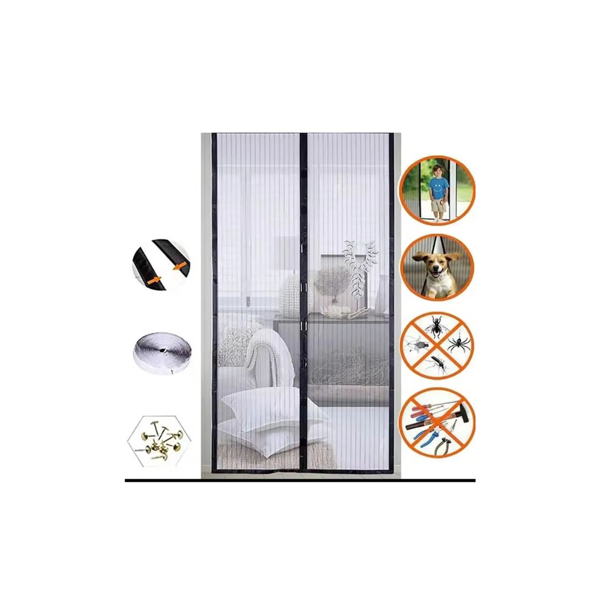GENERICO - Malla Cortina Mosquitera con imán 100x210 cm