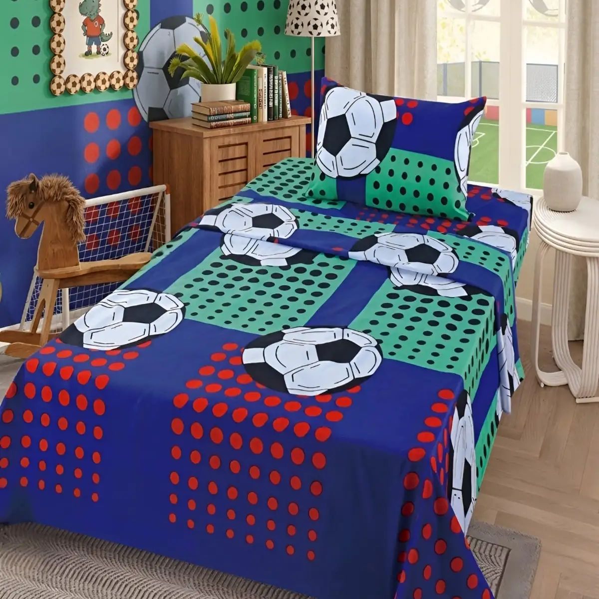 GENERICO - Juego De Sábanas Microfibra  1,5 Plazas Diseño de futbol