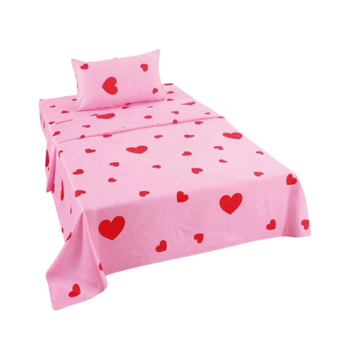 GENERICO - Sabanas infantil de verano Corazón niña plaza y media MAS 1 ALMOHADA
