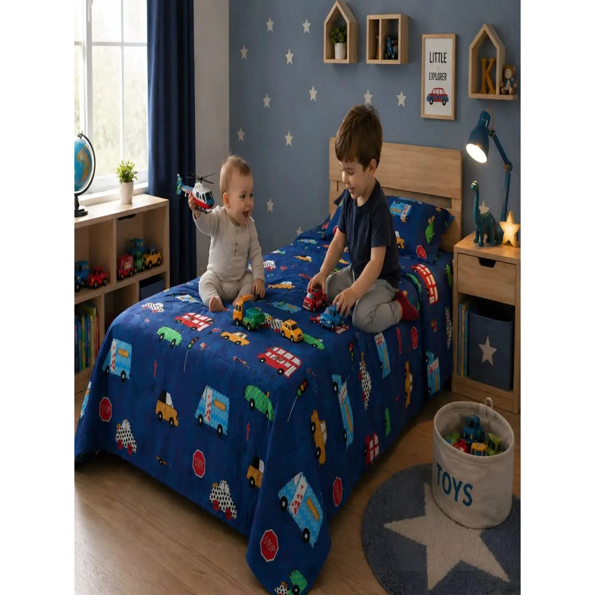 GENERICO - Sábanas infantiles  1 Plaza Diseño de carros ultra suave
