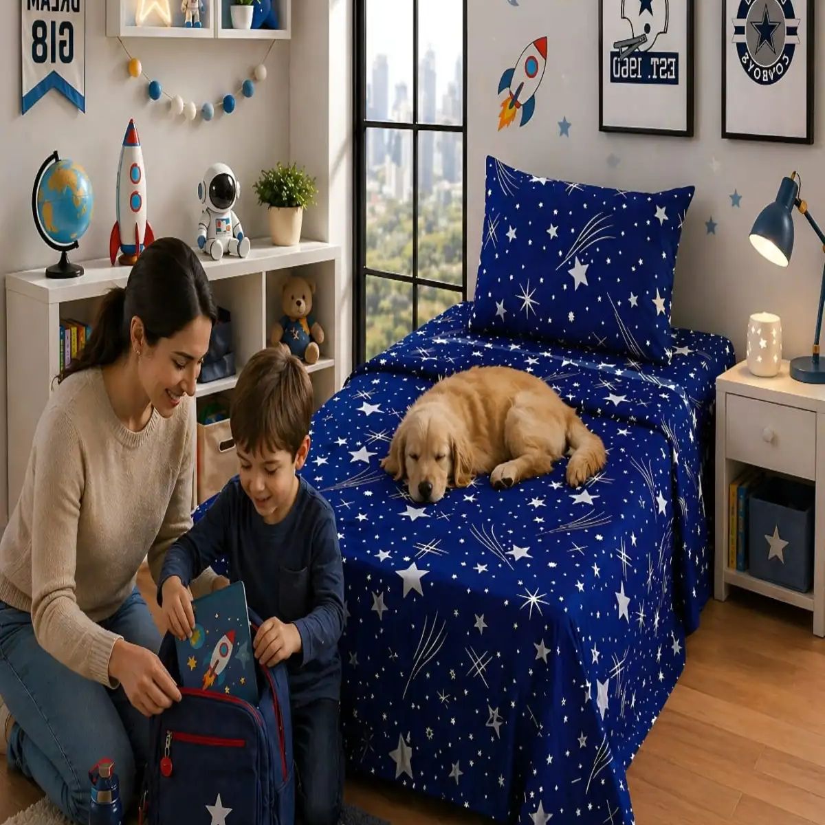 GENERICO - Sábanas infantiles  1 Plaza Diseño estrellas ultra suave