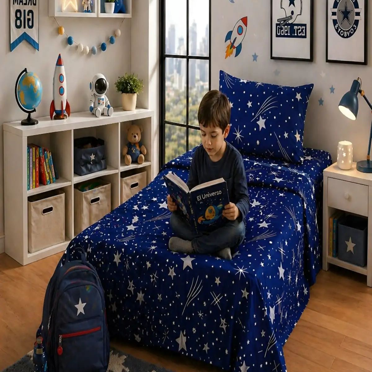 GENERICO - Sábanas infantiles  1 Plaza Diseño estrellas ultra suave