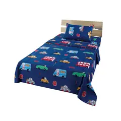 GENERICO - Sabanas infantil de verano Autitos niño 1 plaza MAS 1 ALMOHADA