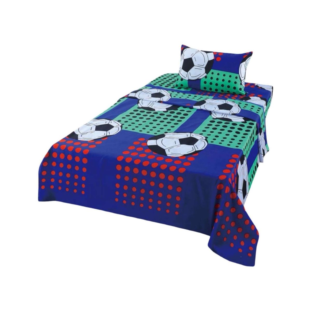 GENERICO - Sabanas infantil de verano pelota de Futbol niño plaza y media MAS 1 ALMOHADA