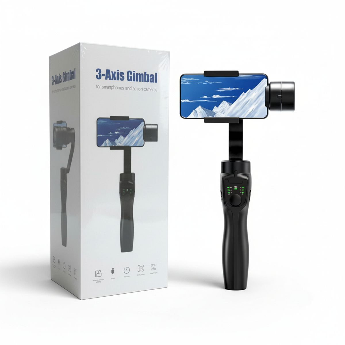 IRM - Estabilizador De Celular Gimbal De 3 Ejes Con Led Steadycam Negro