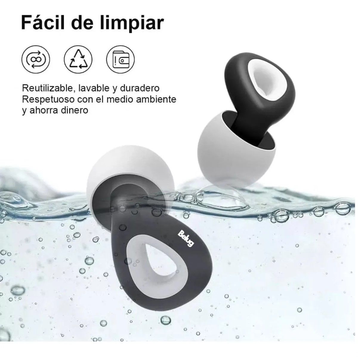 GENERICO - Tapón Antiruido Protector Auditivo Oidodormir 30db negro BELUG