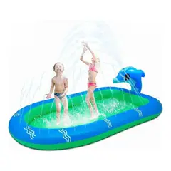NO LOGO - Piscina Inflable 170x110x45cm Dino Delfin Lanza Chorro Agua