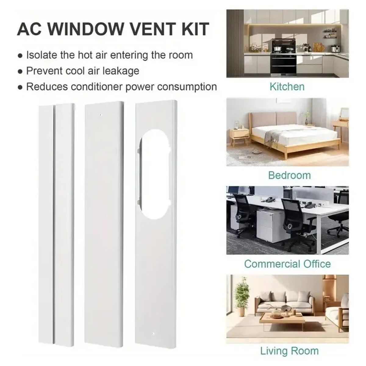 KUANGYE - Kit De Ventana Para Manga Aire Acondicionado Portatil 3 Pcs