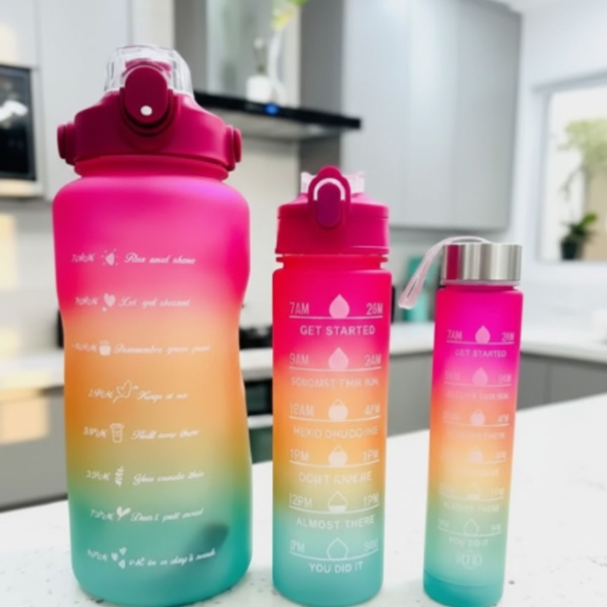 GENERICO - Botella Motivacional Para Liquidos (agua-bebidas) Kit De 3