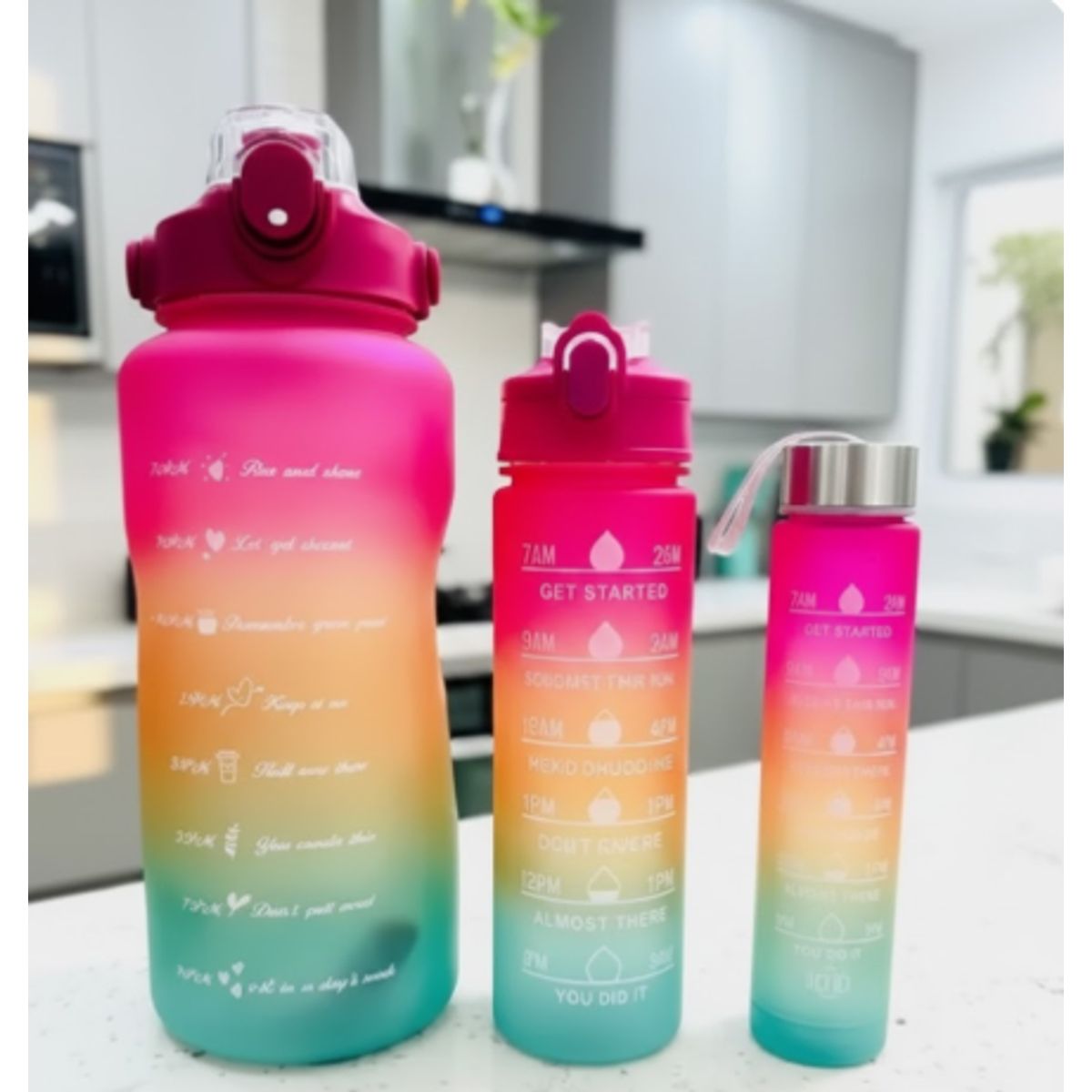 GENERICO - Botella Motivacional Para Liquidos (agua-bebidas) Kit De 3