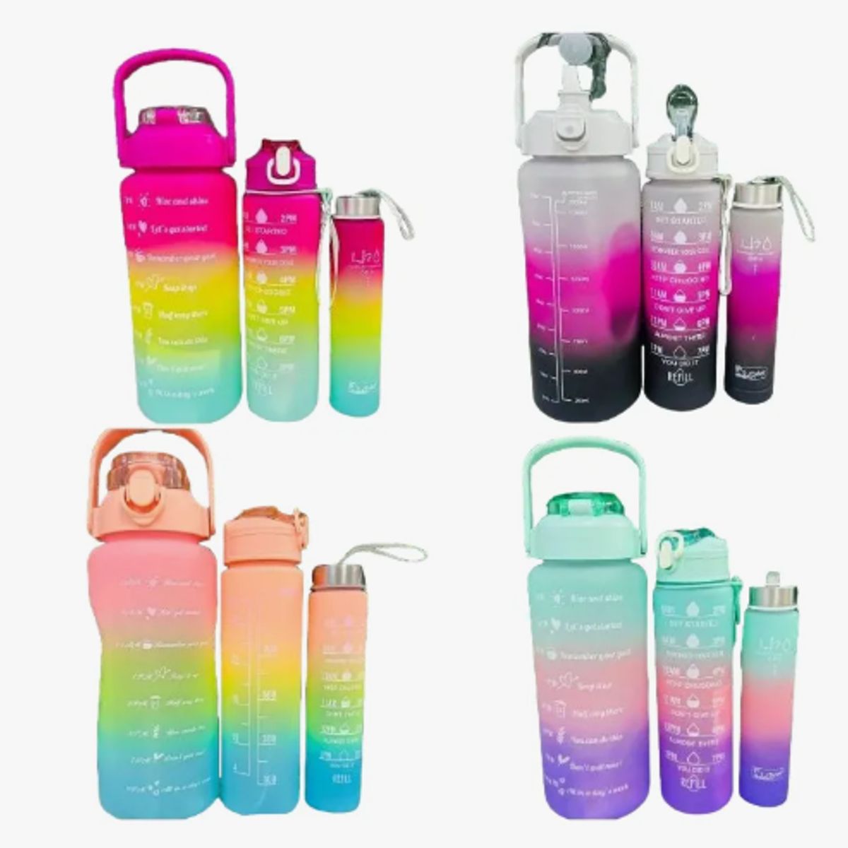 GENERICO - Botella Motivacional Para Liquidos (agua-bebidas) Kit De 3