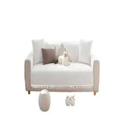 GENERICO - FUNDA DE SOFA DE 5 PIEZAS CON FLECOS BLANCO