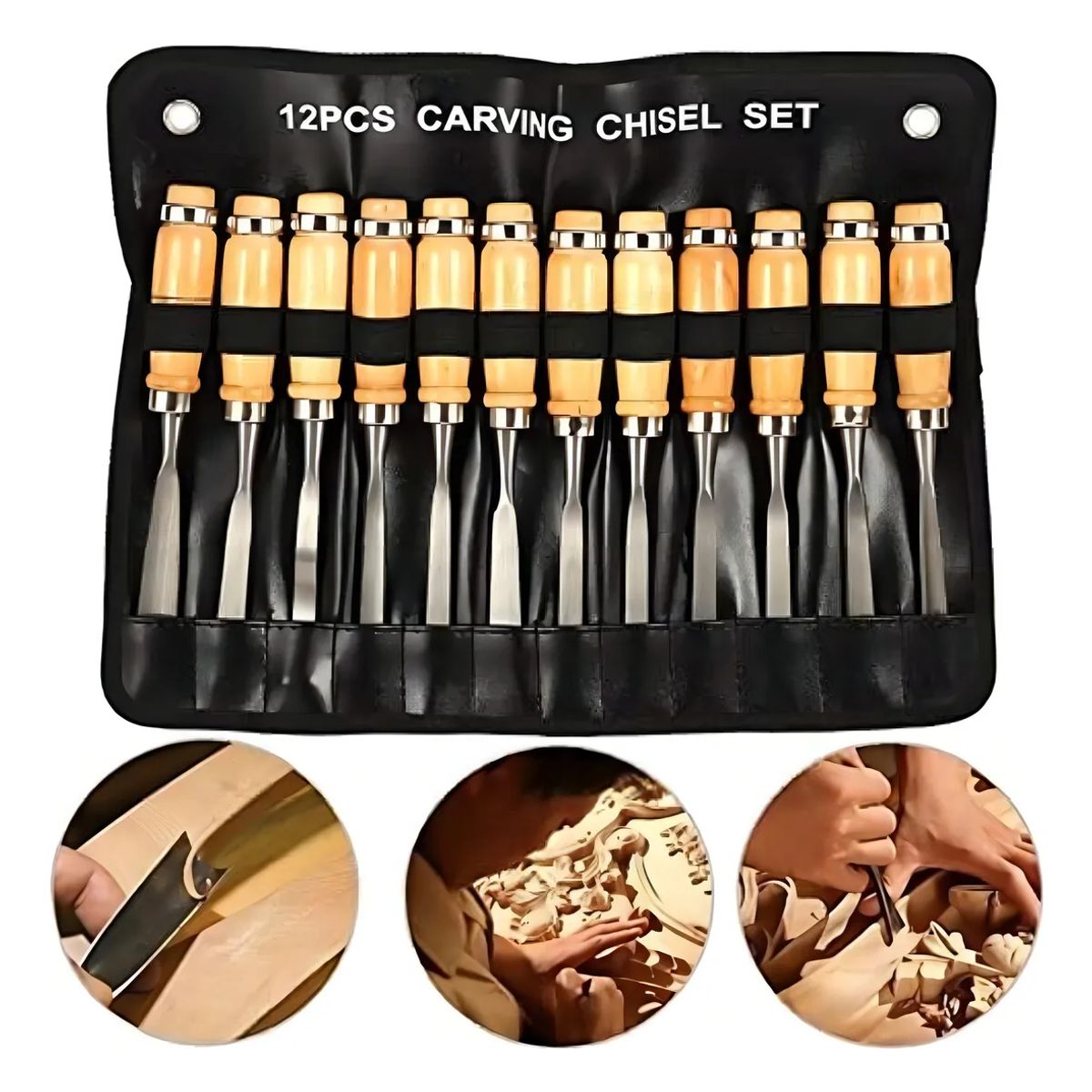GENERICO - Set 12 Gubias Juego De Cinceles Para Tallar Madera