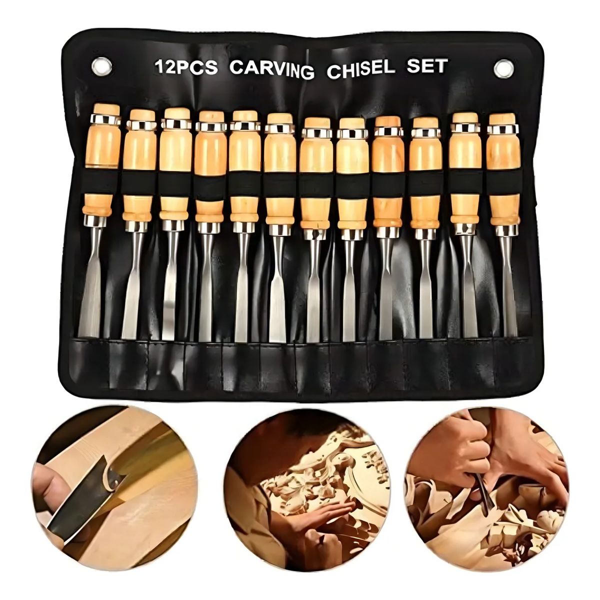 GENERICO - Set 12 Gubias Juego De Cinceles Para Tallar Madera