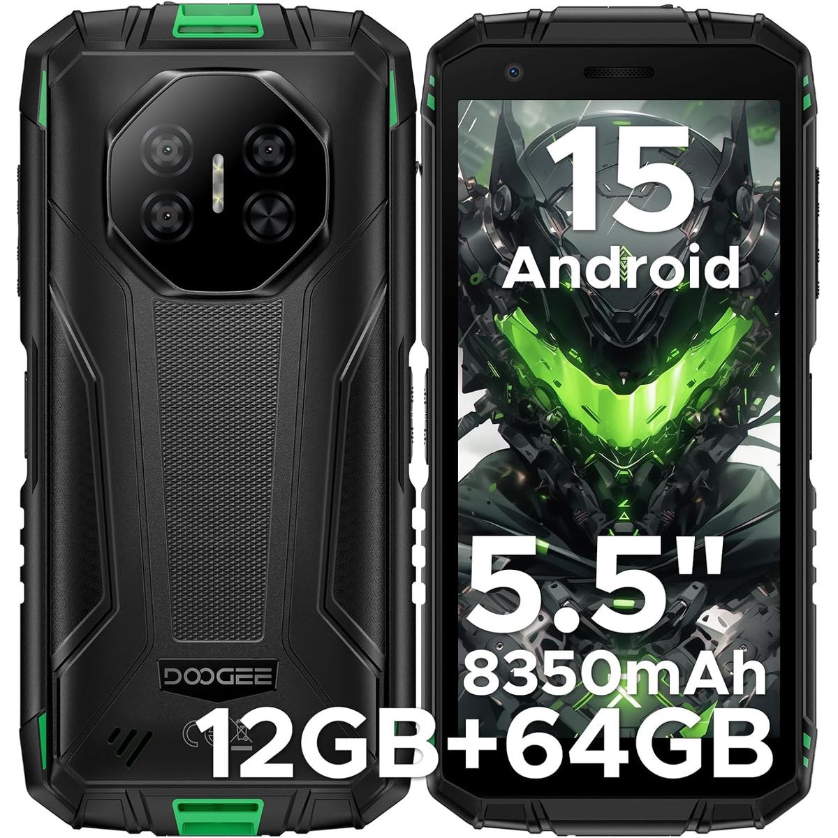 DOOGEE - DOOGEE Fire3 Celular 12GB+64GB Android 14 Smartphone-Verde