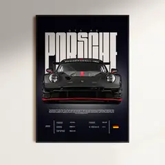 GENERICO - Cuadro Auto Porsche 911 Black Edicio Deportivo + Marco Negro