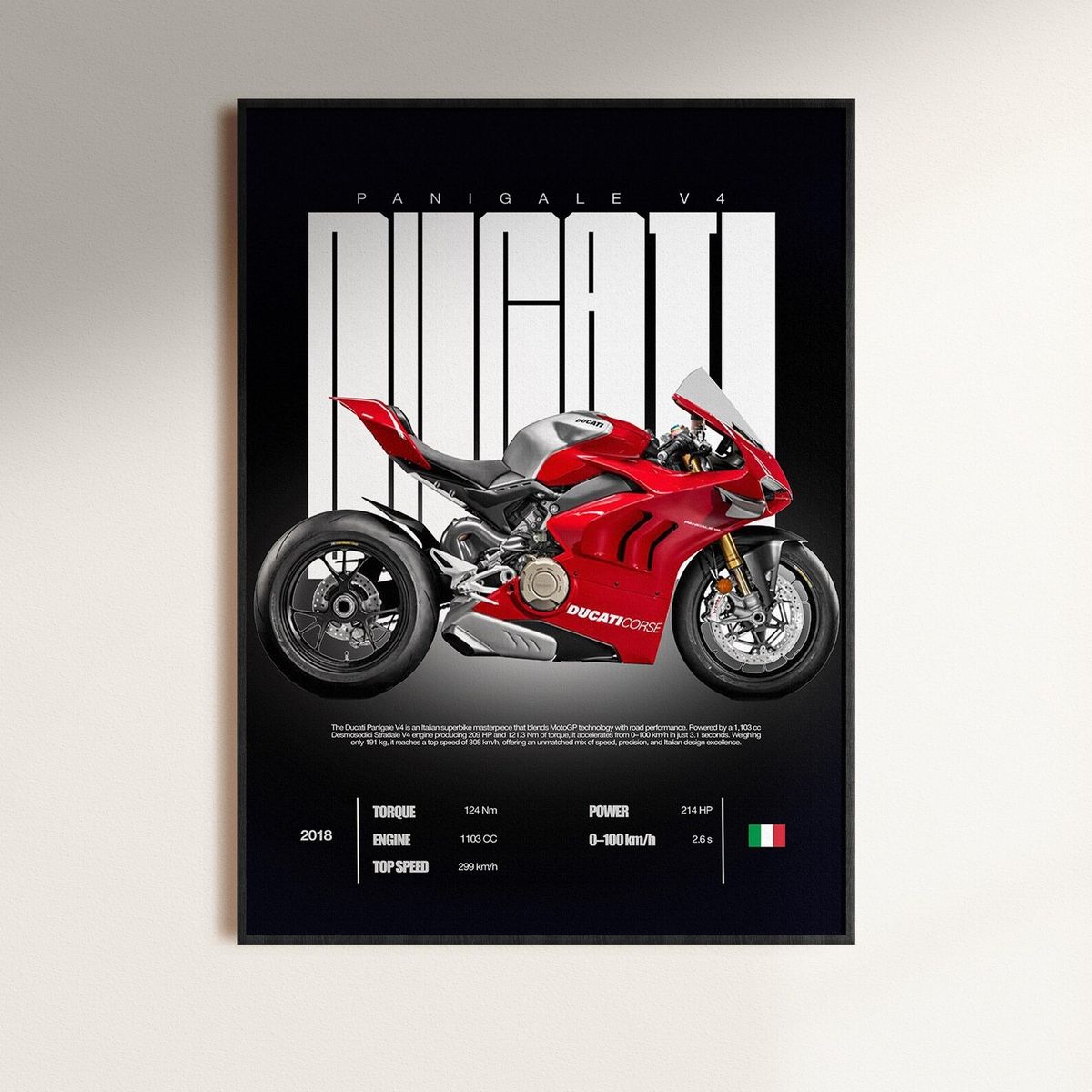 GENERICO - Cuadro Moto Ducati Panigale V4 + Marco Negro